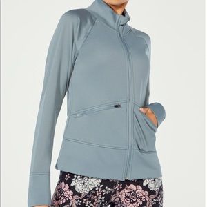 Women’s Active Wear Jacket coat running full zip mock neck zipper pockets